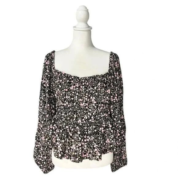 J. Crew Puff-sleeve drapey crepe top in fall garden floral in Size : Large - Picture 7 of 8